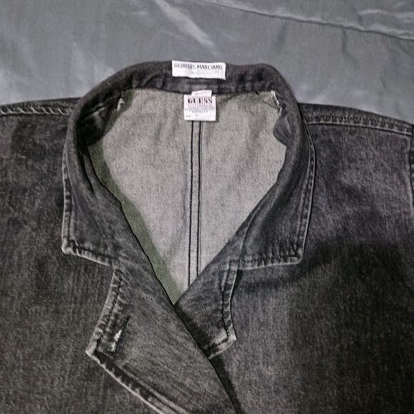 Vintage Guess Georges Marciano Denim Blazer Jacket USA Made 80s Double Breasted - Picture 4 of 16